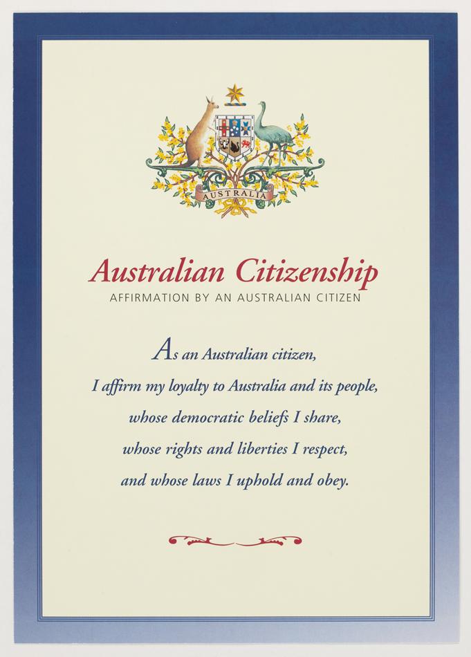 upassende sæt partner Australian Citizenship Affirmation - The Celebrants Network Inc - BLOG