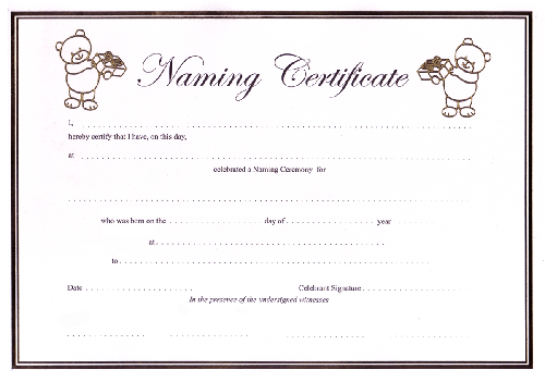The Celebrants Network Certificate Samples