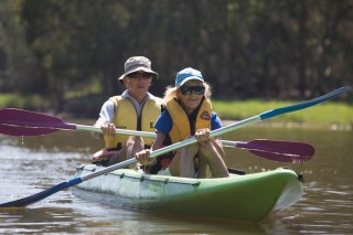 elderly couple on a boat