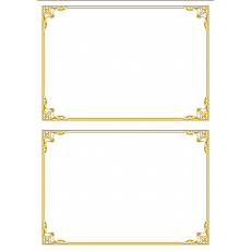 A5 white gold elegant border certificate: BLANK - Pair