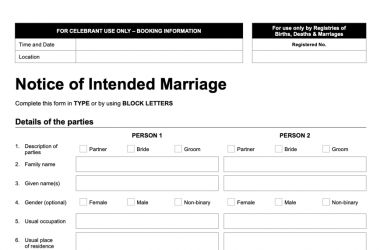 Giving notice to be married